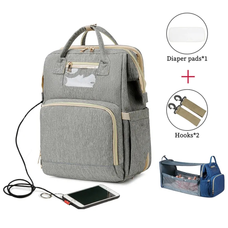 Premium Baby Diaper Bag with Integrated Sleeper Crib