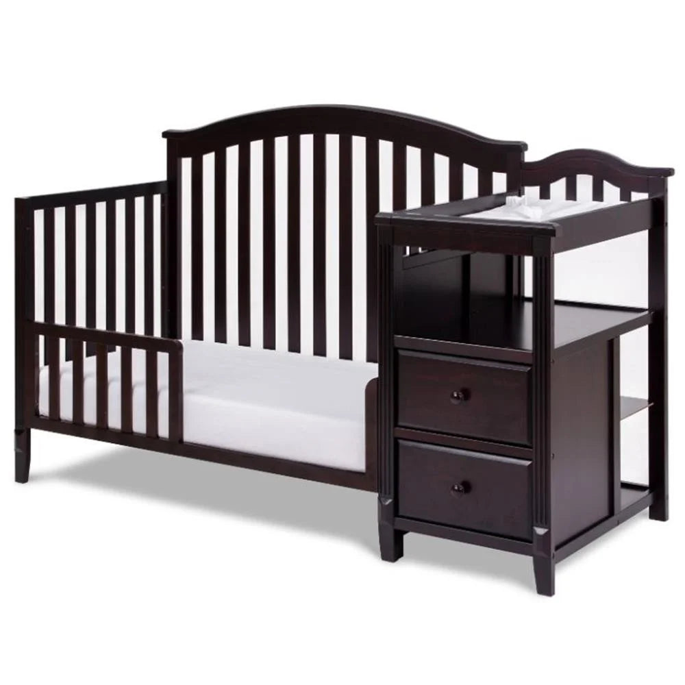 Kali 4-In-1 Convertible Crib and Changer with Toddler Guardrail Espresso