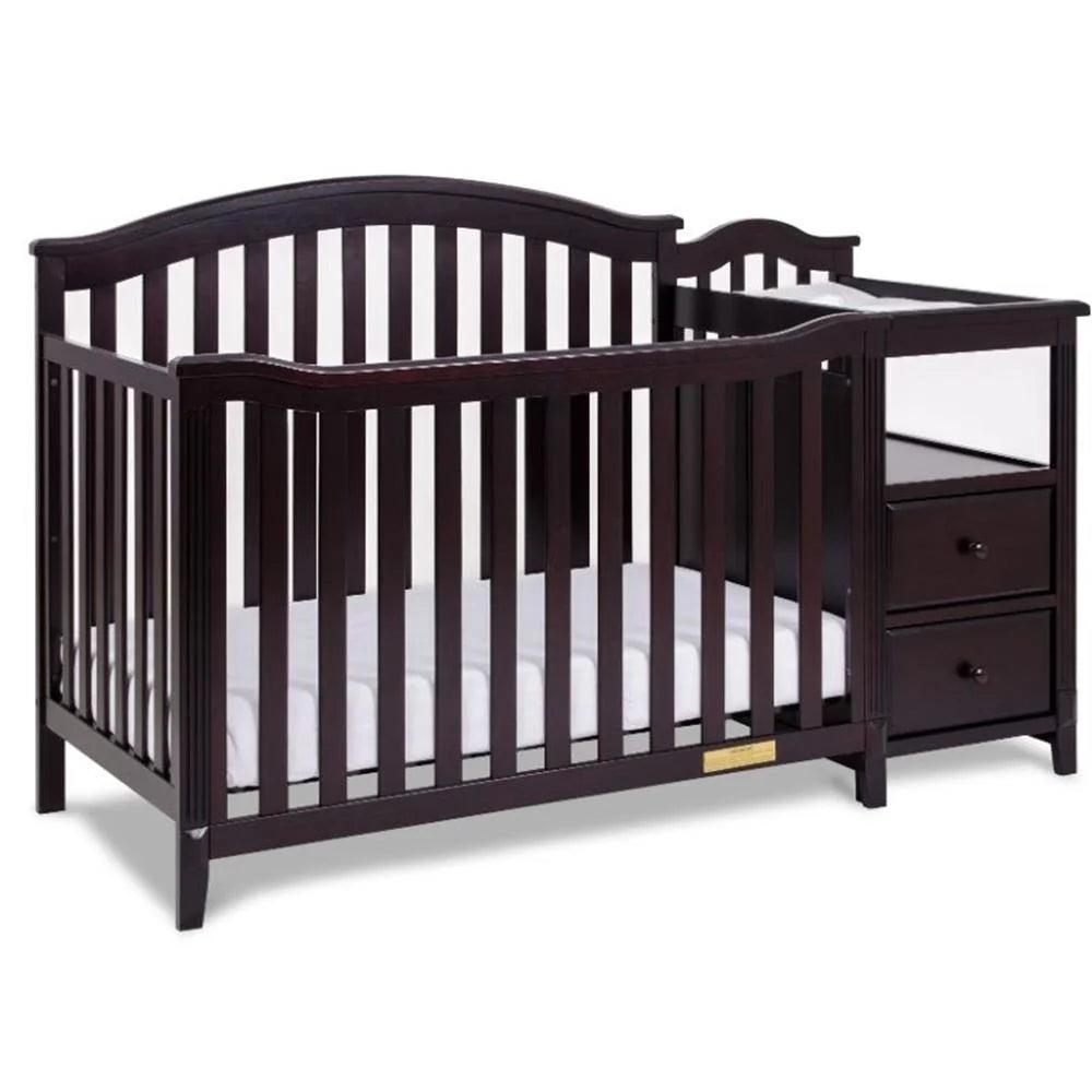 Kali 4-In-1 Convertible Crib and Changer with Toddler Guardrail Espresso
