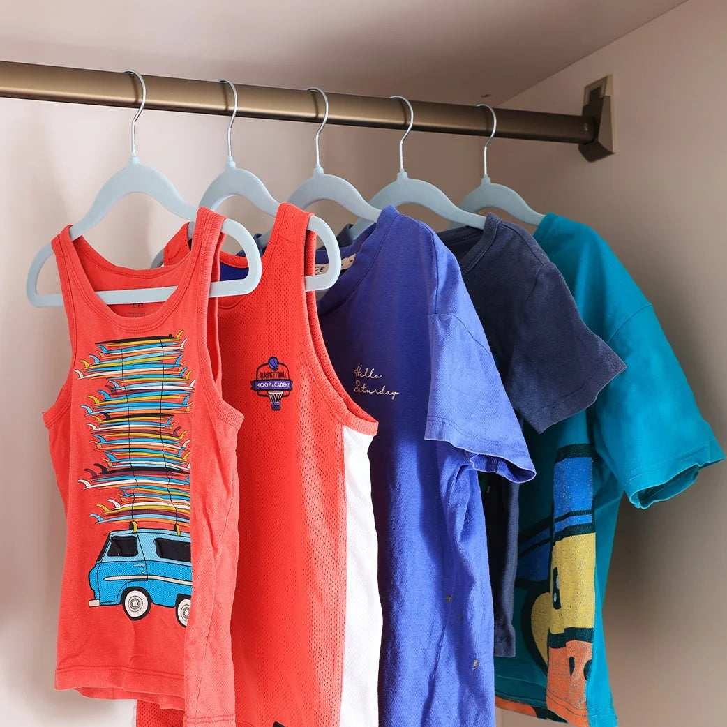 Kids Velvet Clothes Hangers, Non Slip Baby Hangers Blue (11.6" Inch - 40 Pack)