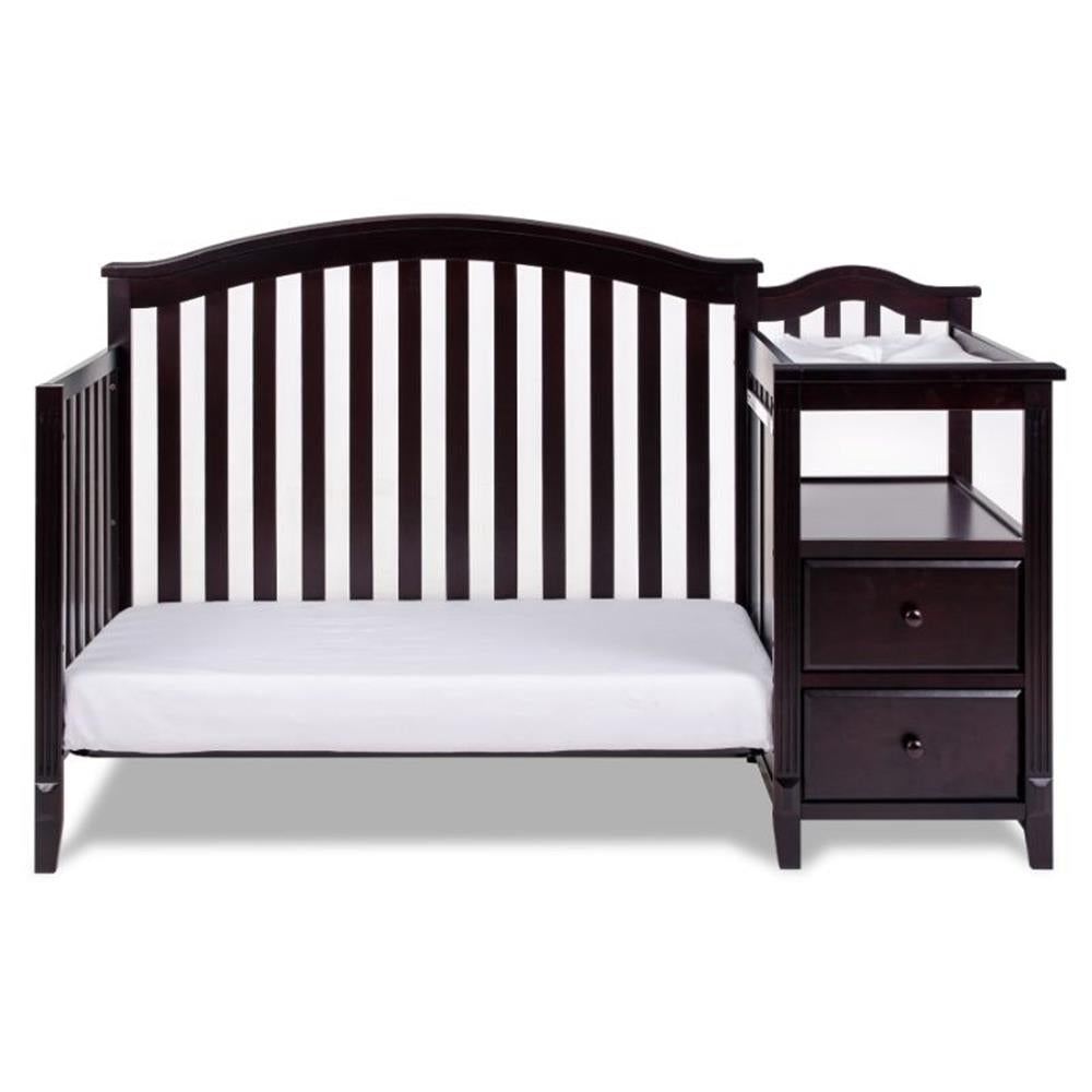 Kali 4-In-1 Convertible Crib and Changer with Toddler Guardrail Espresso