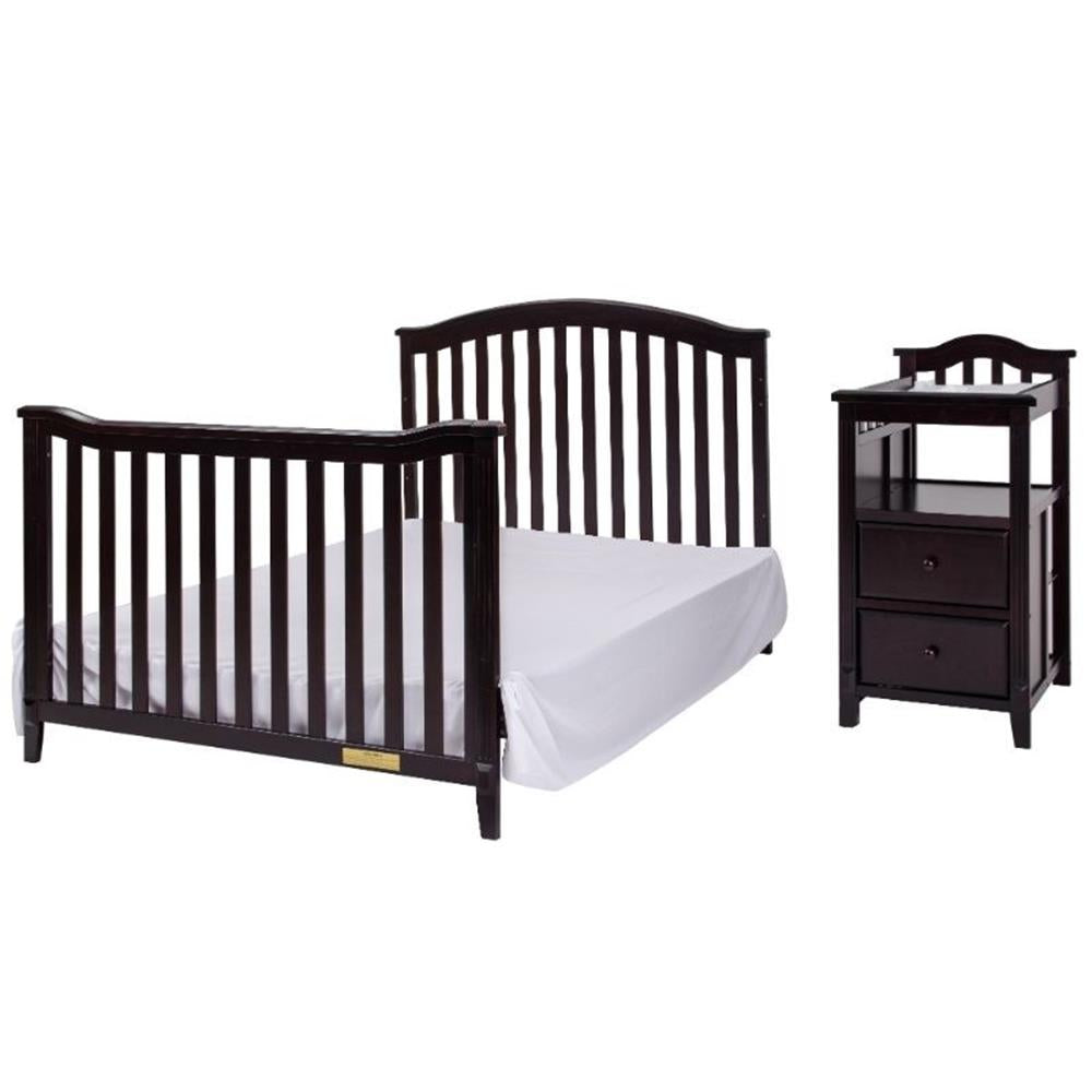 Kali 4-In-1 Convertible Crib and Changer with Toddler Guardrail Espresso