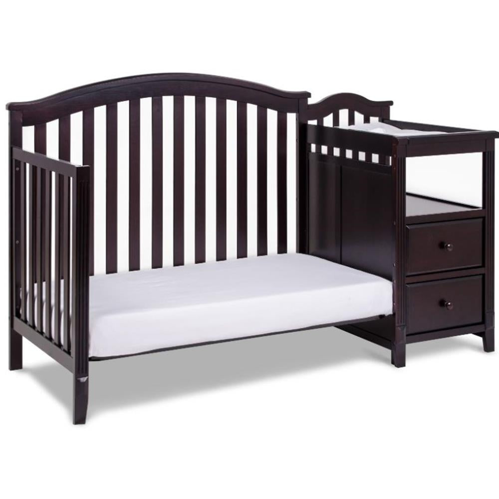 Kali 4-In-1 Convertible Crib and Changer with Toddler Guardrail Espresso