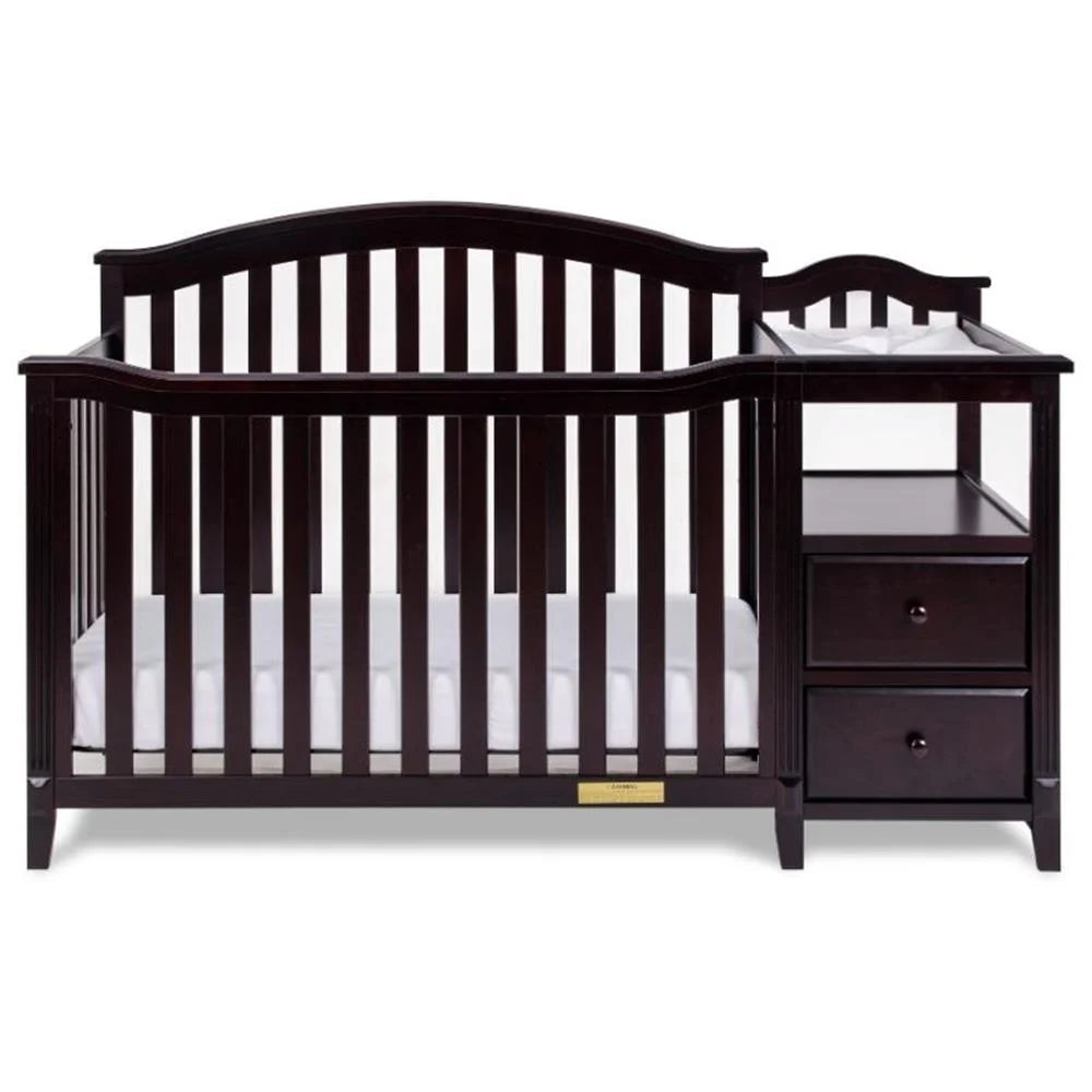 Kali 4-In-1 Convertible Crib and Changer with Toddler Guardrail Espresso