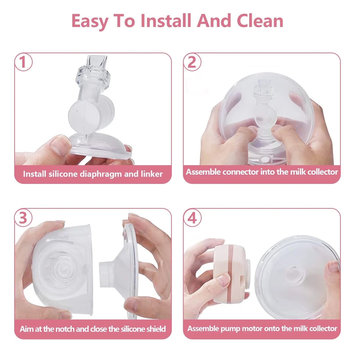 Electric Breast Pump, Wearable Hands-Free Breast Pumps with 3 Modes, 9 Levels, Pink