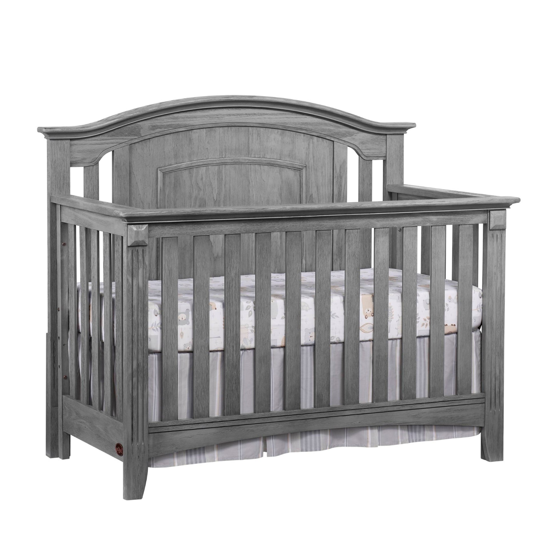 Willowbrook 4-In-1 Convertible Crib, Graphite Gray, GREENGUARD Gold Certified, Wooden Crib