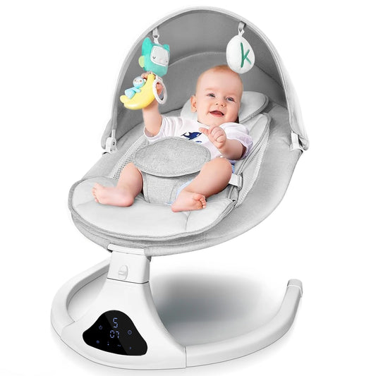 Baby Swing,  Baby Swings for Infants Electirc Baby Rocker Bouncer with Remote Control and Music, Gray