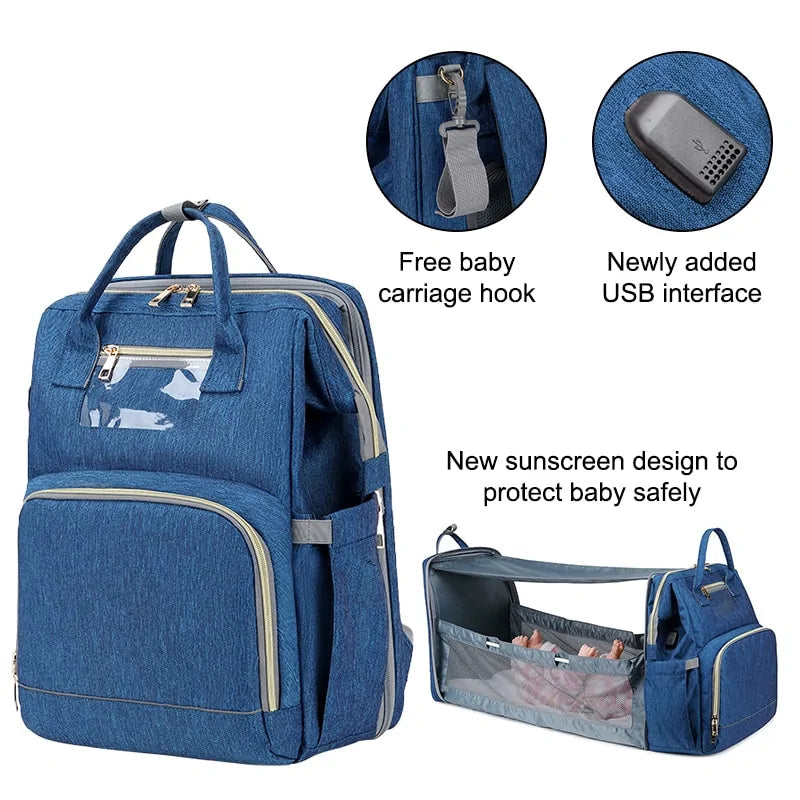 Premium Baby Diaper Bag with Integrated Sleeper Crib