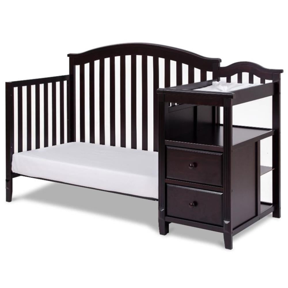 Kali 4-In-1 Convertible Crib and Changer with Toddler Guardrail Espresso