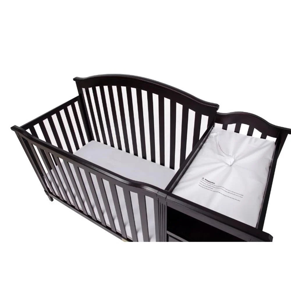 Kali 4-In-1 Convertible Crib and Changer with Toddler Guardrail Espresso