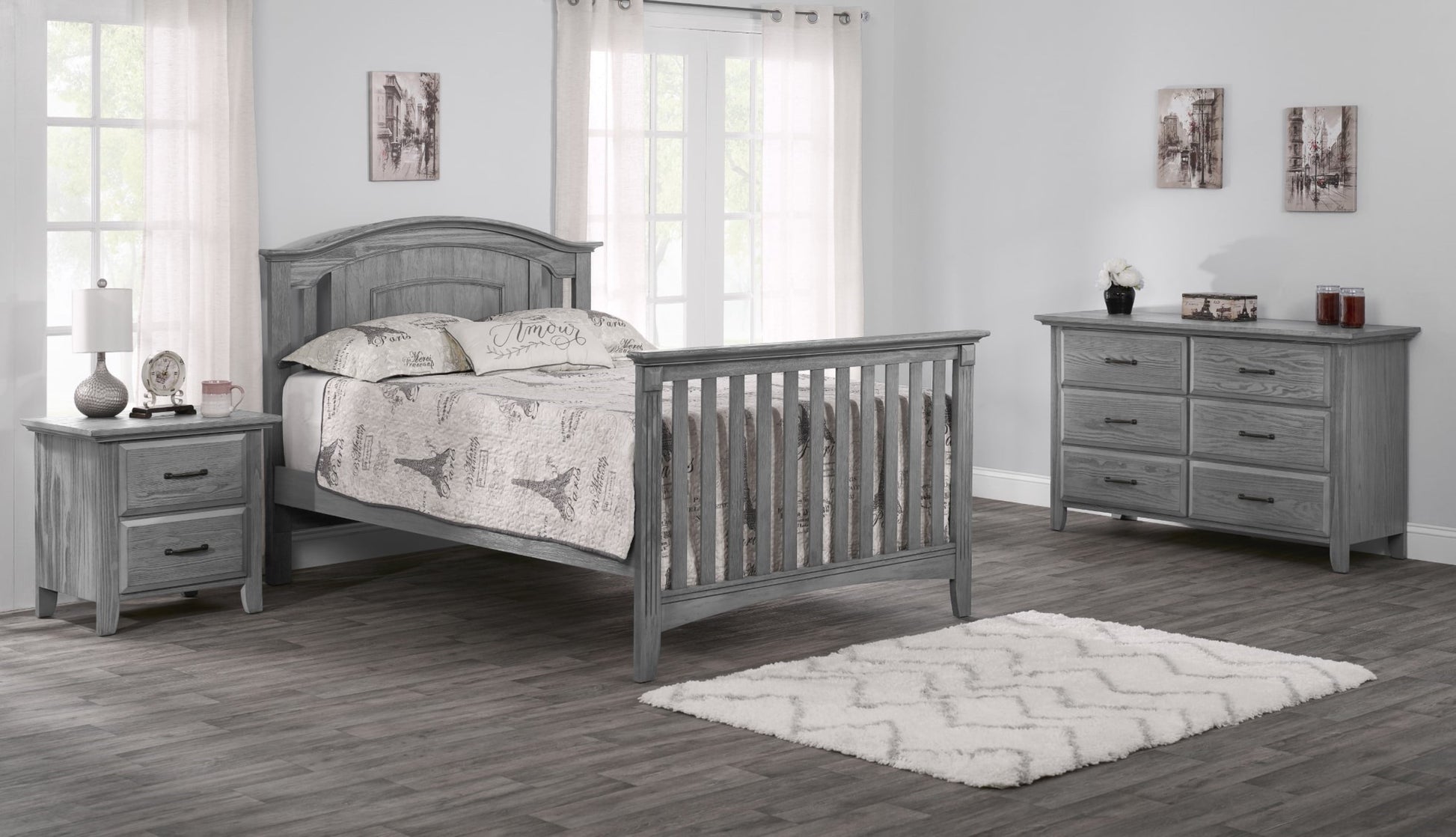 Willowbrook 4-In-1 Convertible Crib, Graphite Gray, GREENGUARD Gold Certified, Wooden Crib