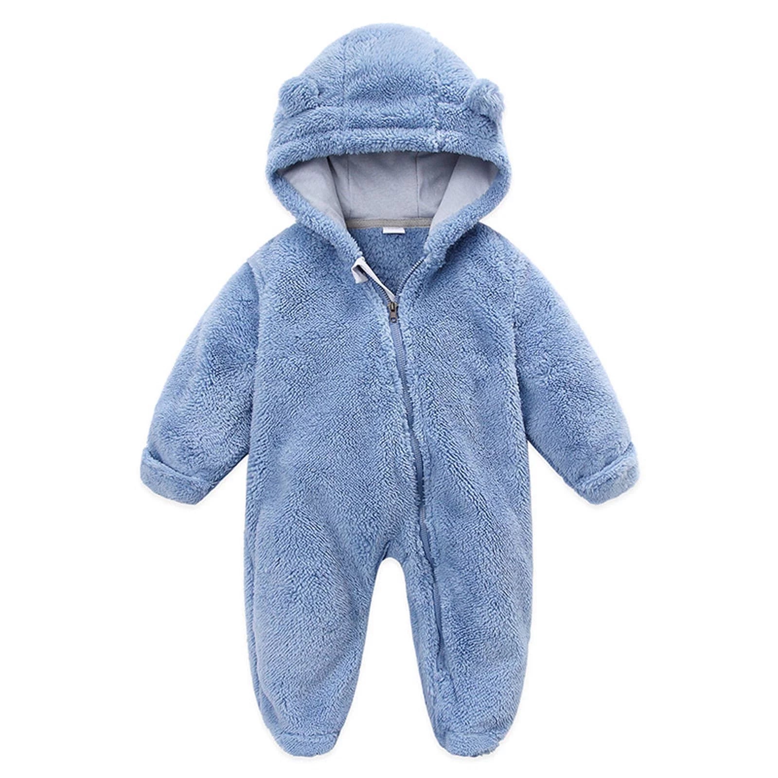 Baby Fleece Winter Coat Newborn Baby Fleece Footie Snowsuit Winter Bunting Onesie Cartoon Warm Hooded Romper Jumpsuit Outfits for Girls Boys