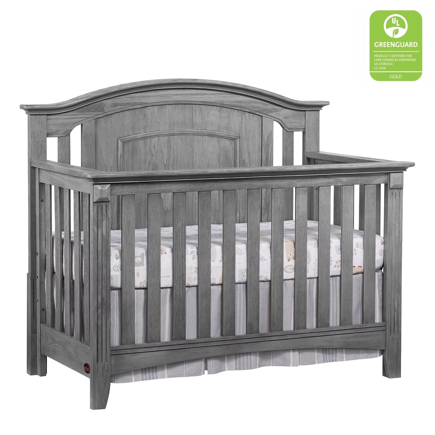 Willowbrook 4-In-1 Convertible Crib, Graphite Gray, GREENGUARD Gold Certified, Wooden Crib