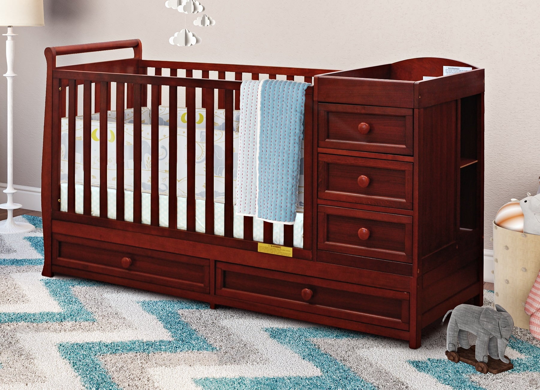 Athena Daphne 2 in 1 Convertible Crib in Cherry