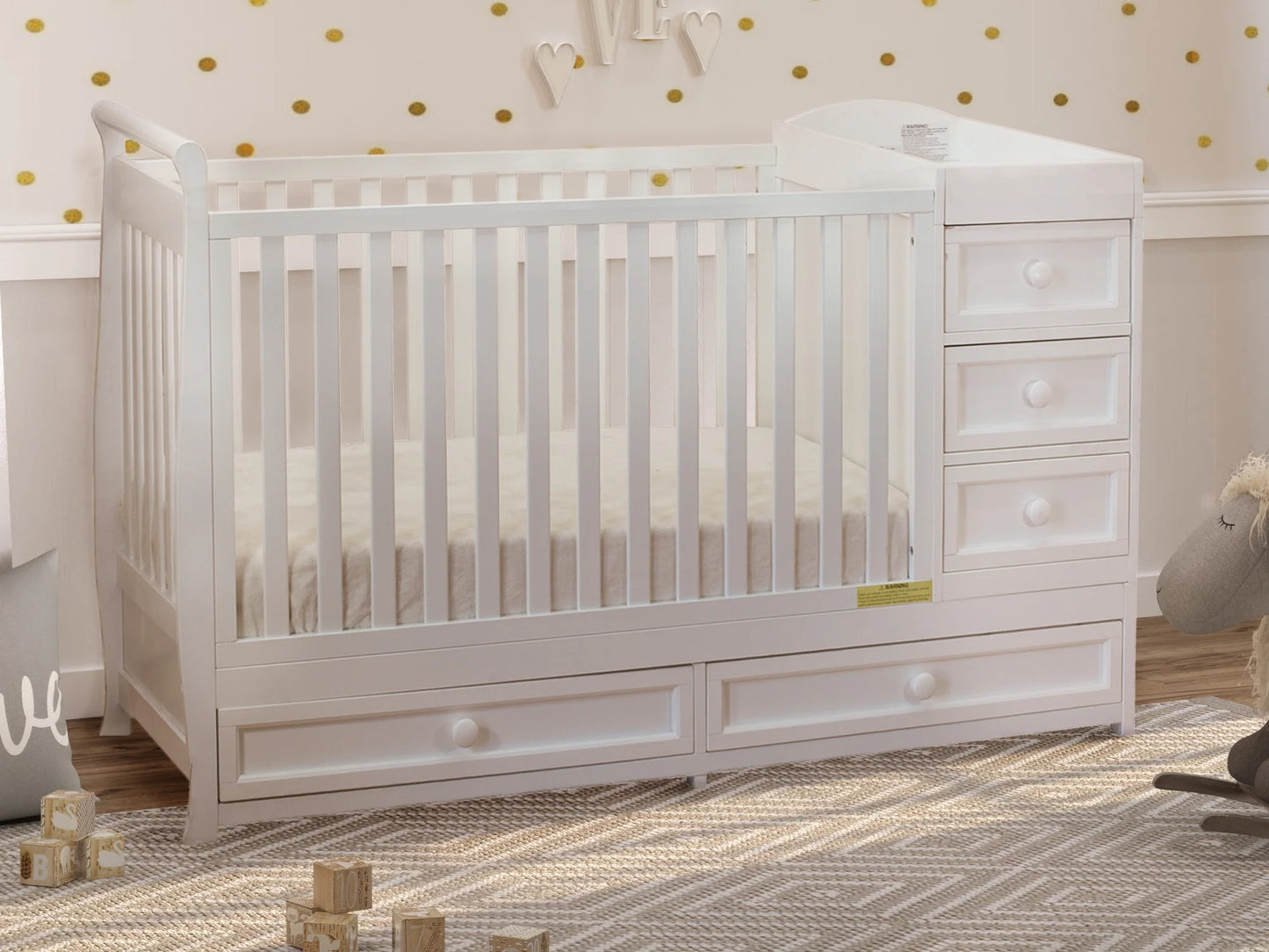 Daphne 2-In-1 Convertible Crib and Changer White