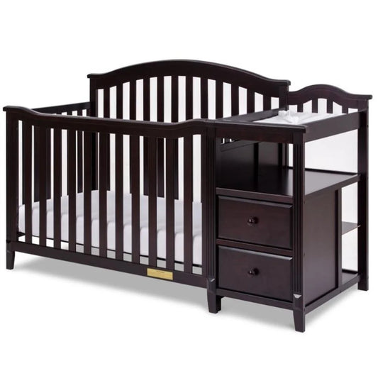 Kali 4-In-1 Convertible Crib and Changer with Toddler Guardrail Espresso