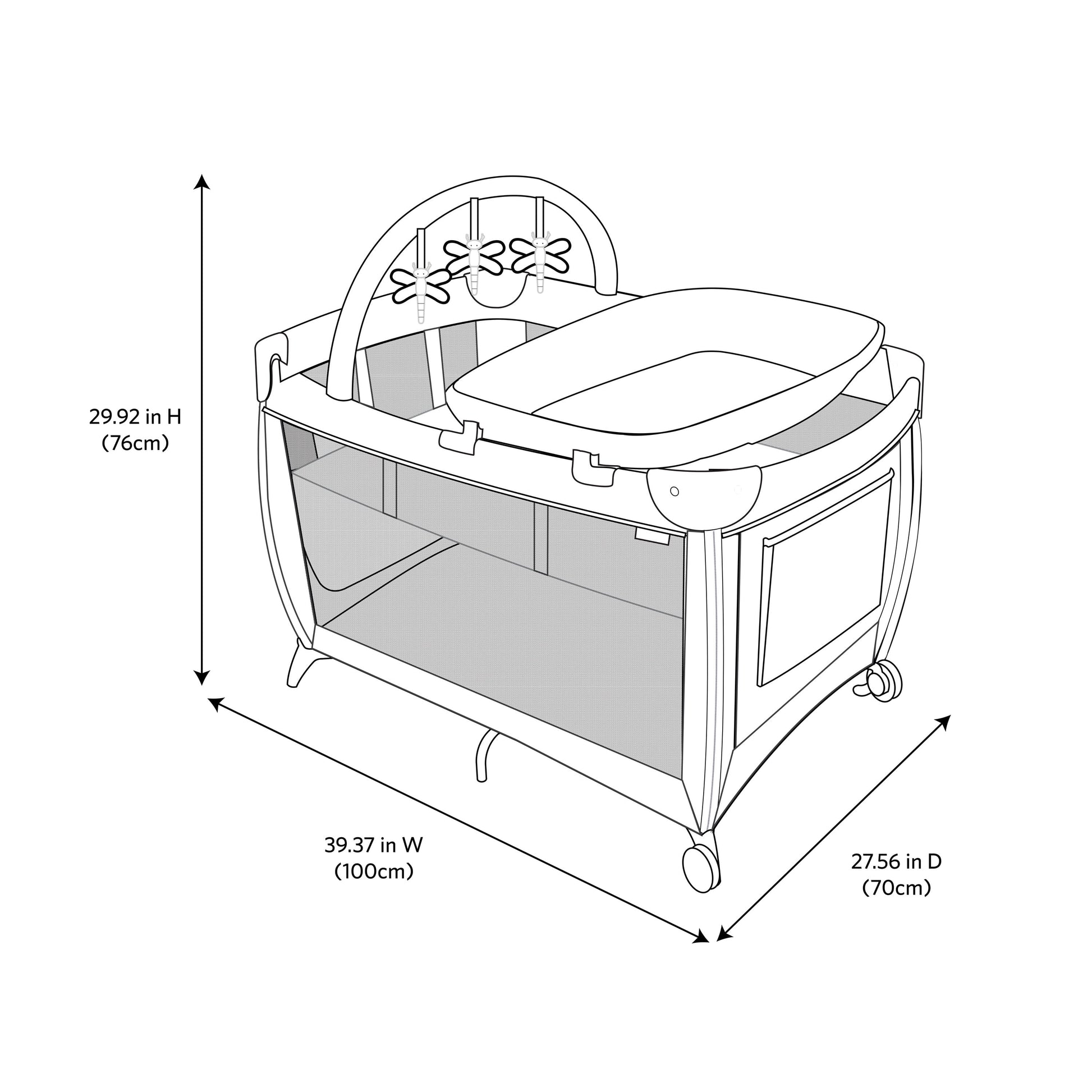 Play Yard with Full Size Rocking Bassinet, Castle Point