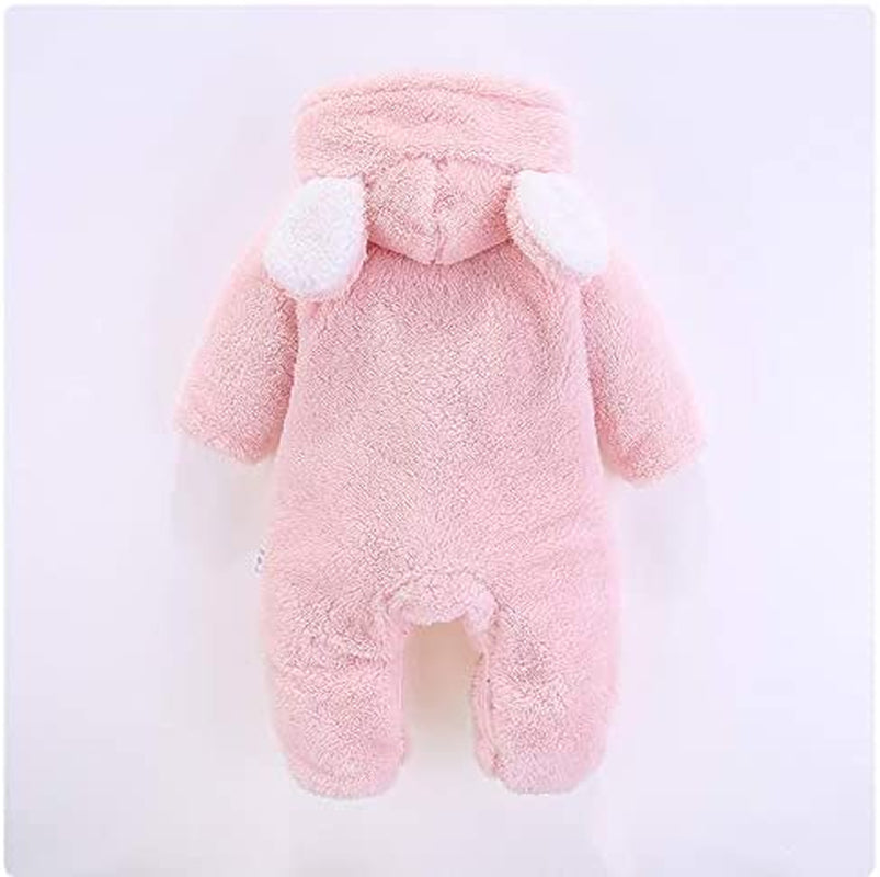 VNVNE Newborn Baby Cartoon Bear Snowsuit Warm Fleece Hooded Romper Jumpsuit