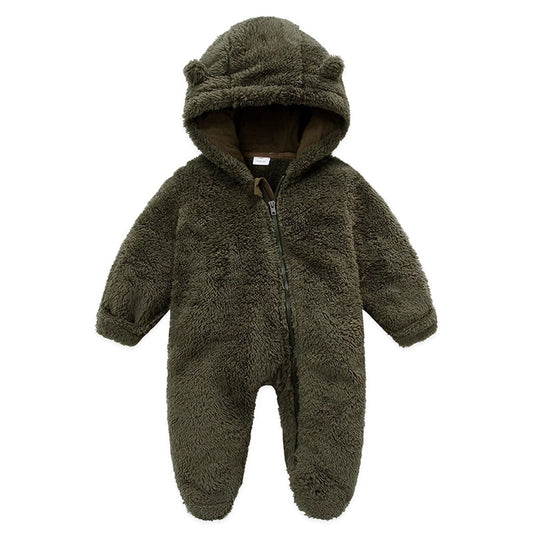 Baby Fleece Winter Coat Newborn Baby Fleece Footie Snowsuit Winter Bunting Onesie Cartoon Warm Hooded Romper Jumpsuit Outfits for Girls Boys