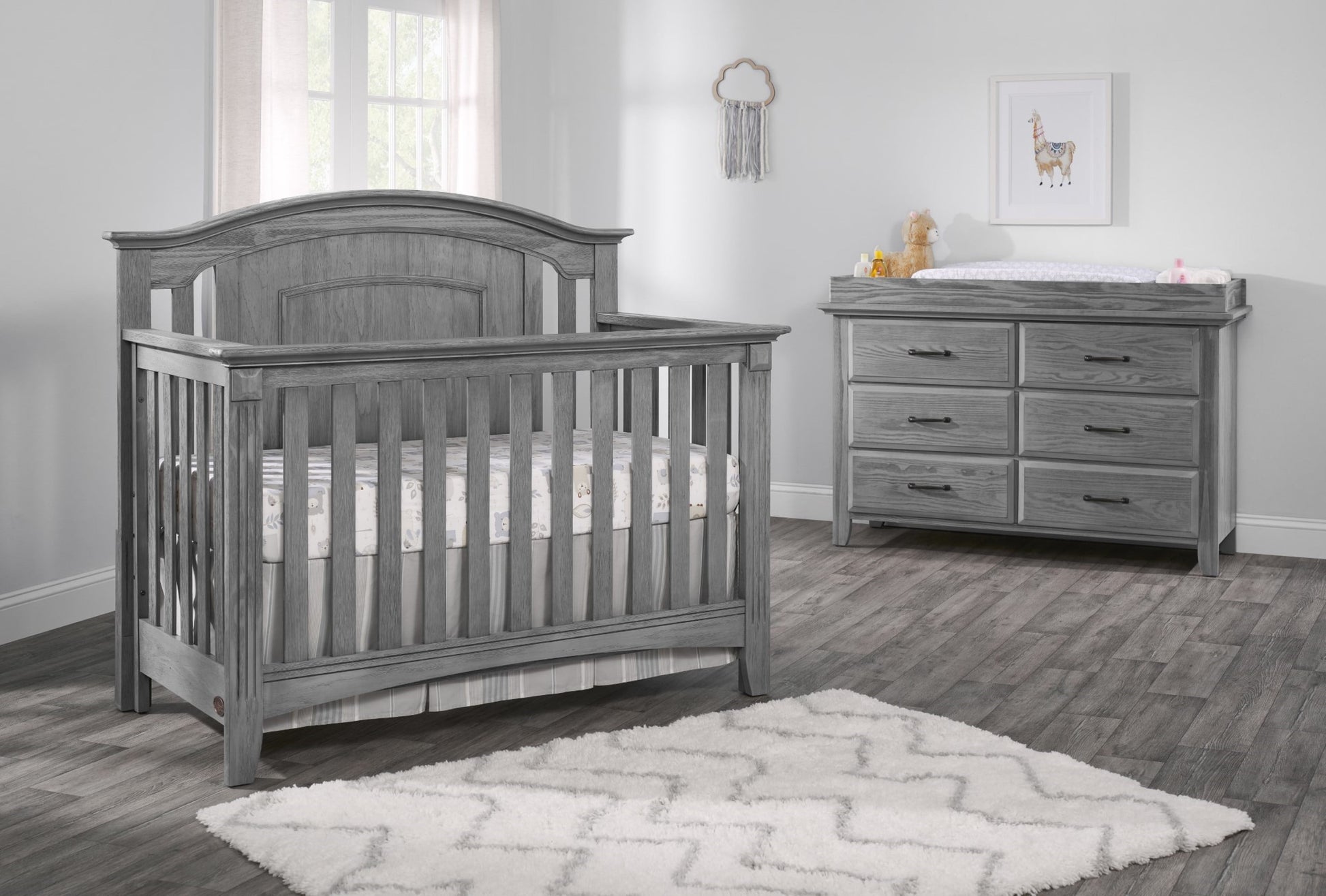 Willowbrook 4-In-1 Convertible Crib, Graphite Gray, GREENGUARD Gold Certified, Wooden Crib