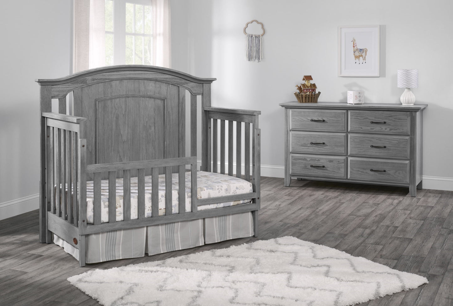 Willowbrook 4-In-1 Convertible Crib, Graphite Gray, GREENGUARD Gold Certified, Wooden Crib