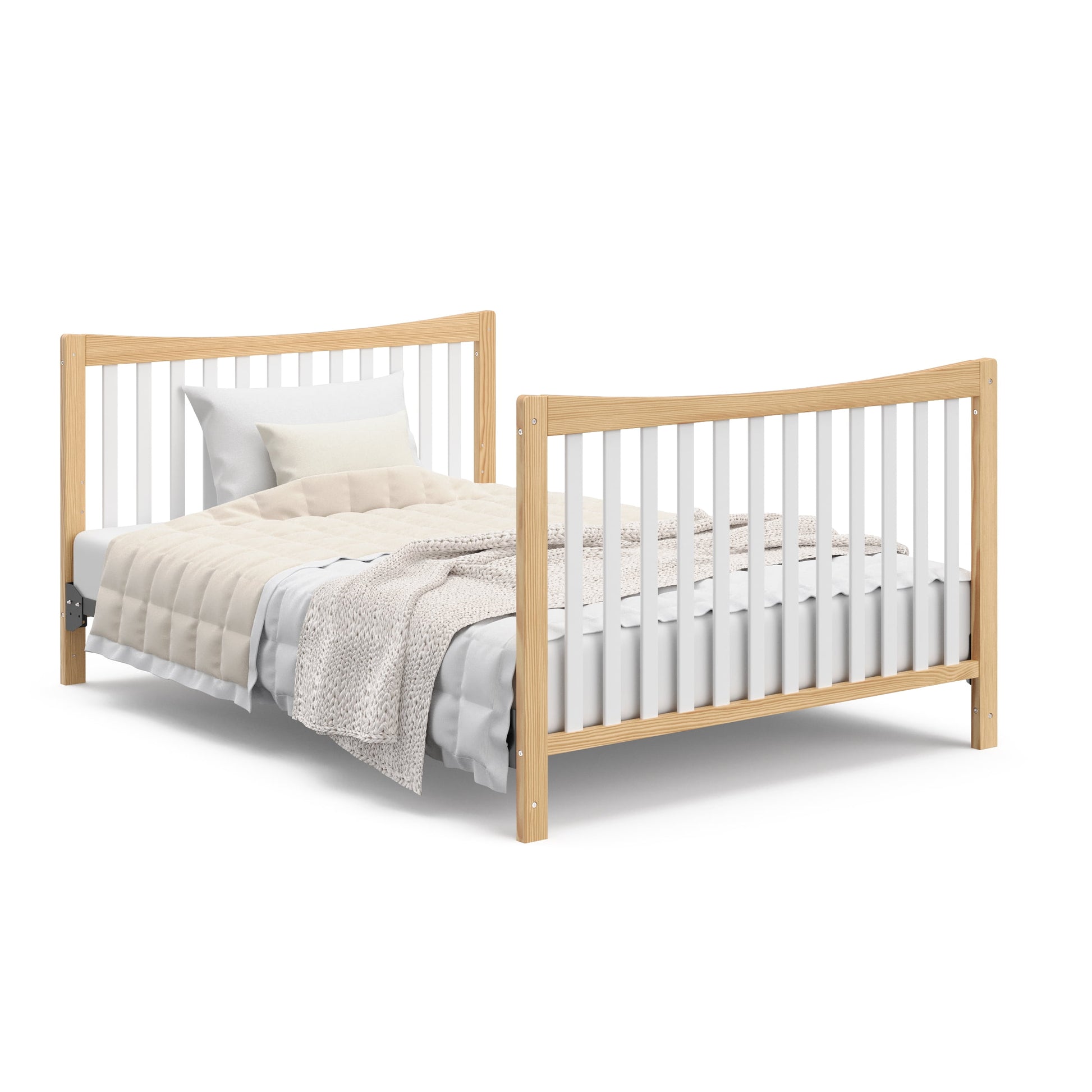 Remi 4-In-1 Convertible Baby Crib and Changer, White/Natural