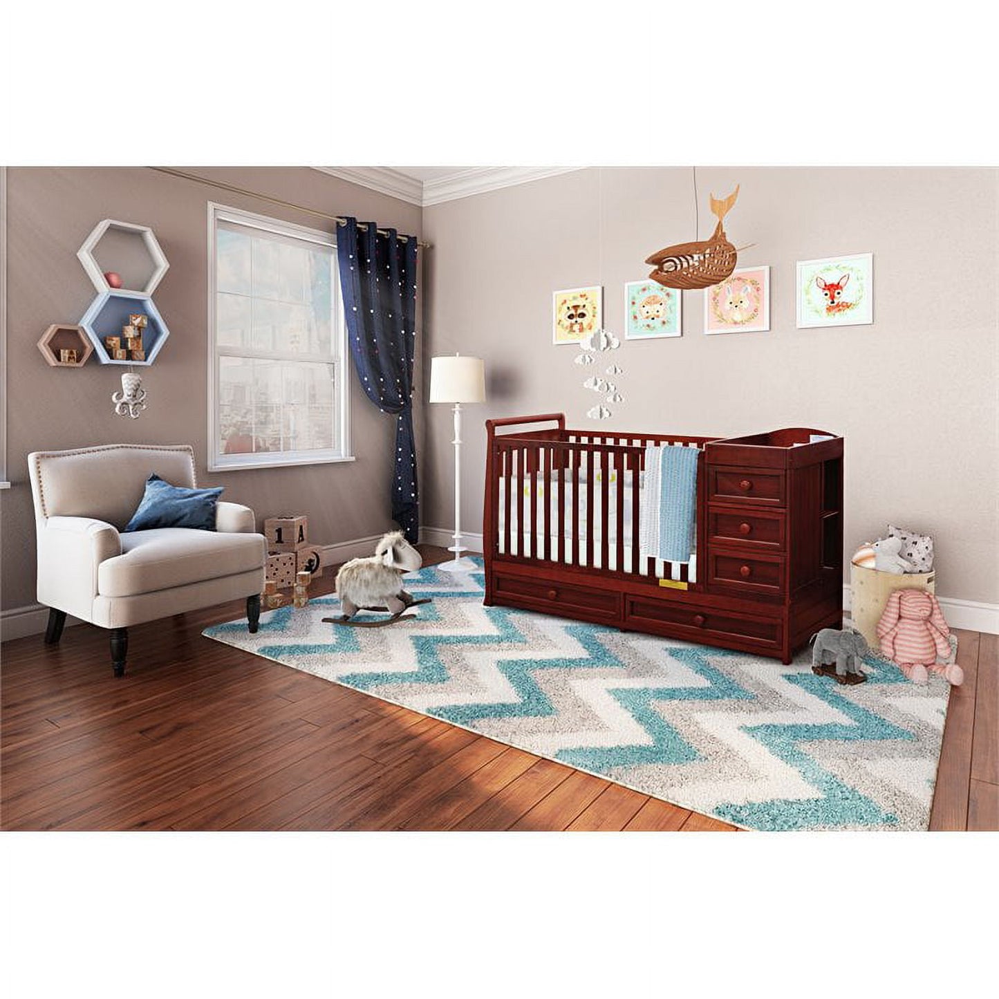 Athena Daphne 2 in 1 Convertible Crib in Cherry